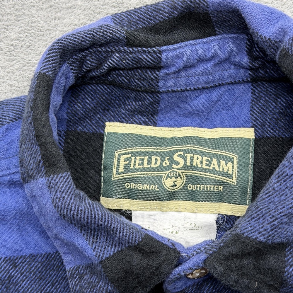 Field & Stream‎ Shirt Mens 2XL Blue Plaid Flannel Button Up Long Sleeve Casual - Picture 4 of 6